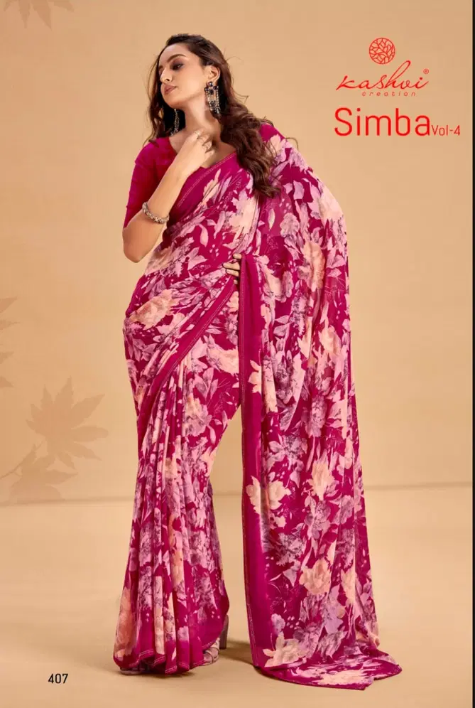 Simba Vol 04 By Kashvi Printed Georgette Sarees Wholesale Market In Surat
